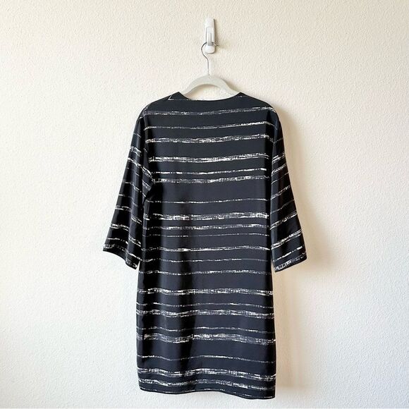 Vince Shadow Stripe Shift Silk Dress in Black White Size XXS - Picture 4 of 8